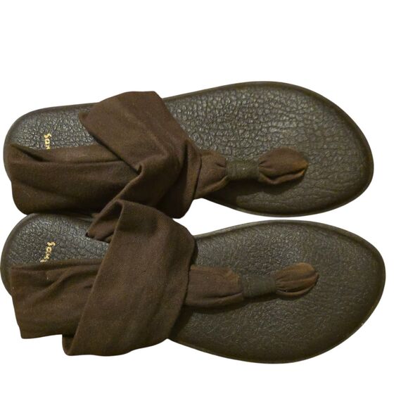 Sanuk Yoga Mat Slingback Sandals Flip Flop Size 8 Brown Comfort Shoes Womens - Picture 5 of 8